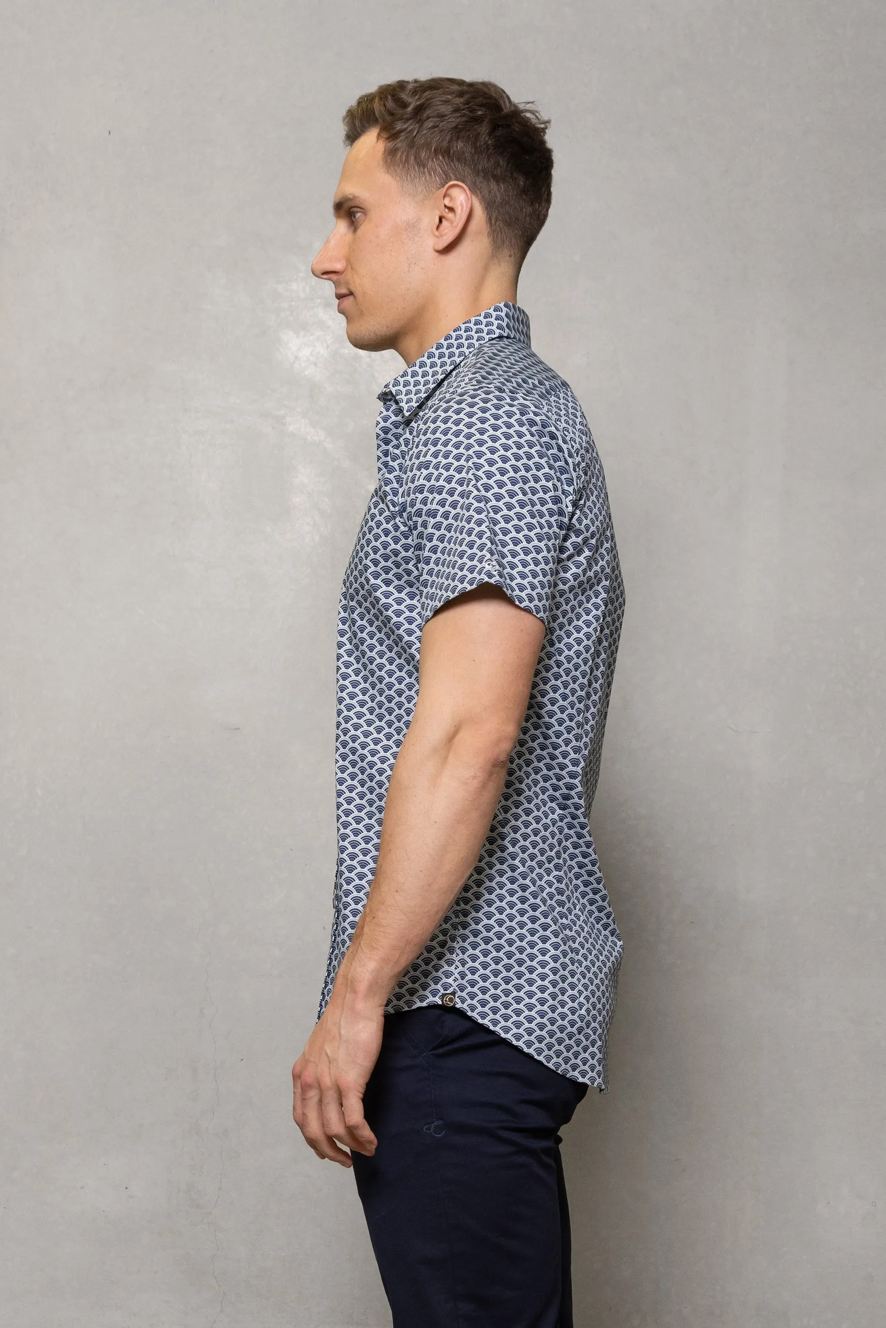 Brody Short Sleeve Print Shirt: Seascape