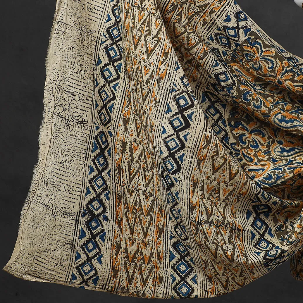 Brown - 3pc Kalamkari Block Printed Cotton Suit Material Set