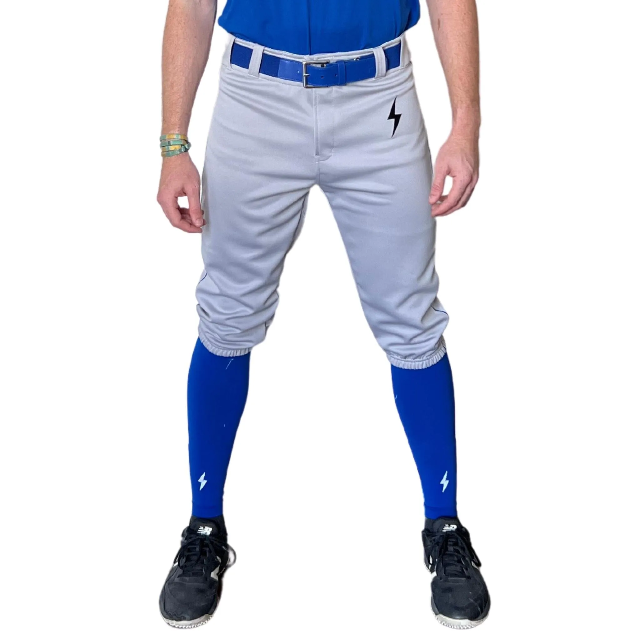 BRUCE BOLT Premium Pro Baseball Knicker - GREY w/ Royal