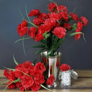 Carnation Assorted Bush Artificial Silk Flowers - Red