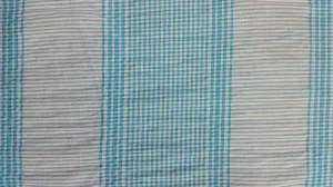 COTTON POLY POPLIN YARN DYED CHECK STRETCHED WOVEN - SHIRTING FABRIC<br><h6>5-TURQ/WHITE<br>CPSYD-D#C0010</h6>