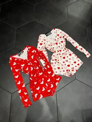 Doce Corazones Pj Romper (Red)