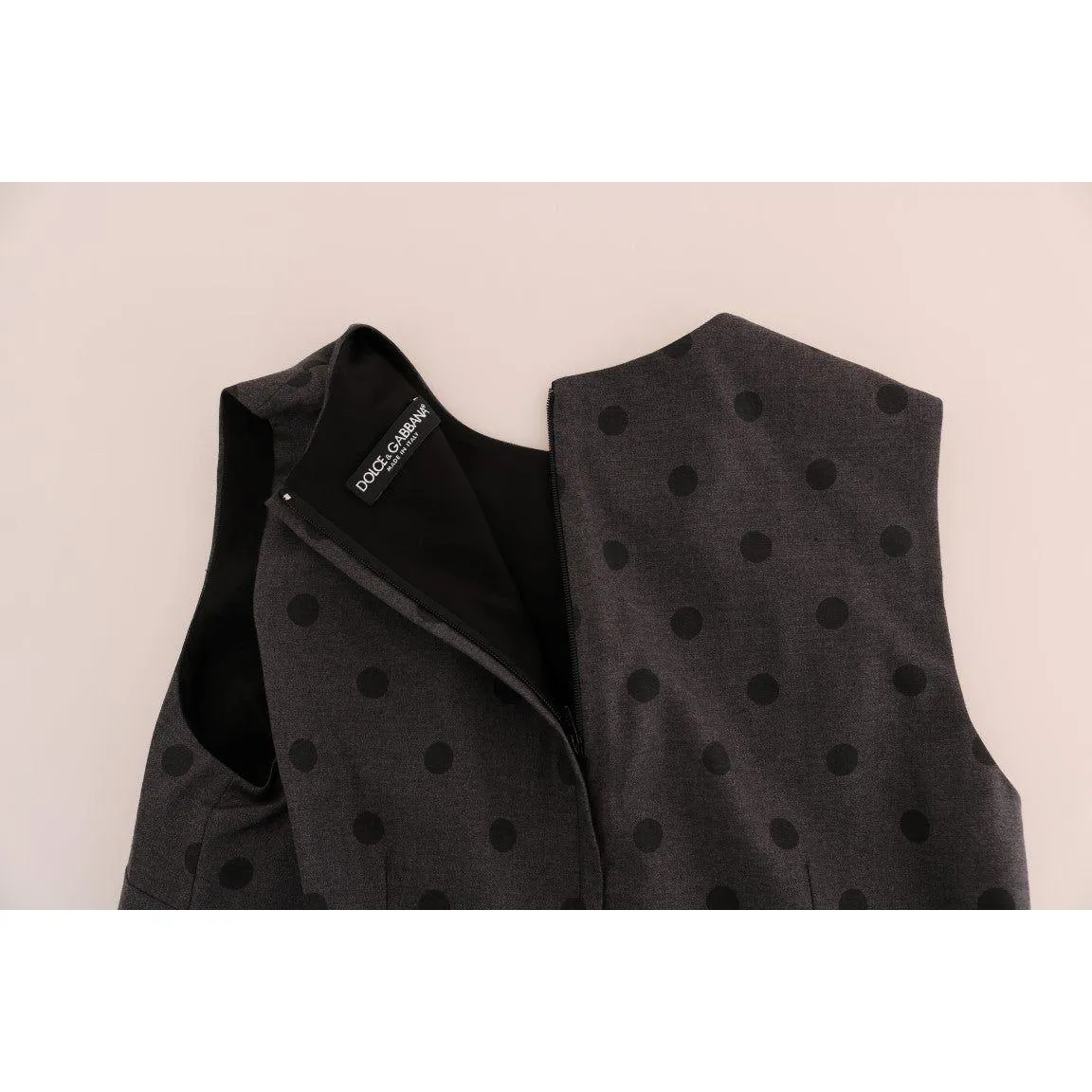 Dolce & Gabbana Chic Sleeveless Polka Dot Wool Dress