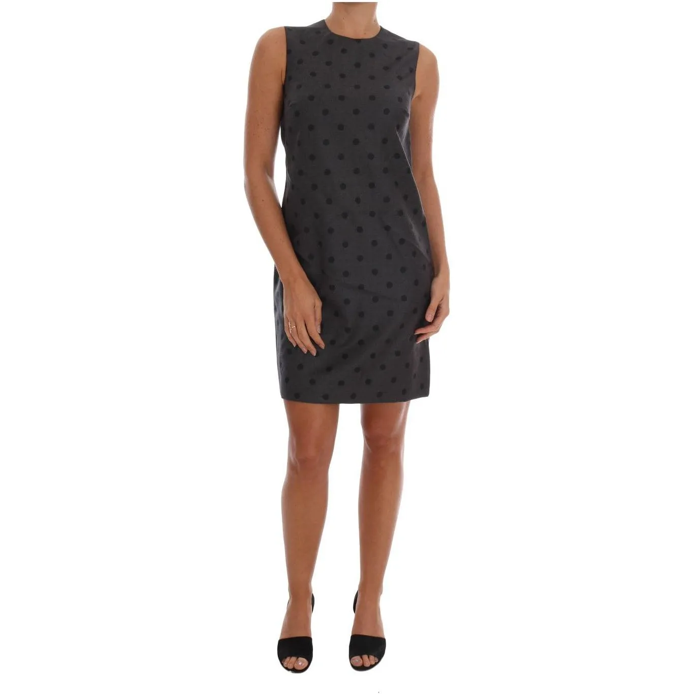 Dolce & Gabbana Chic Sleeveless Polka Dot Wool Dress