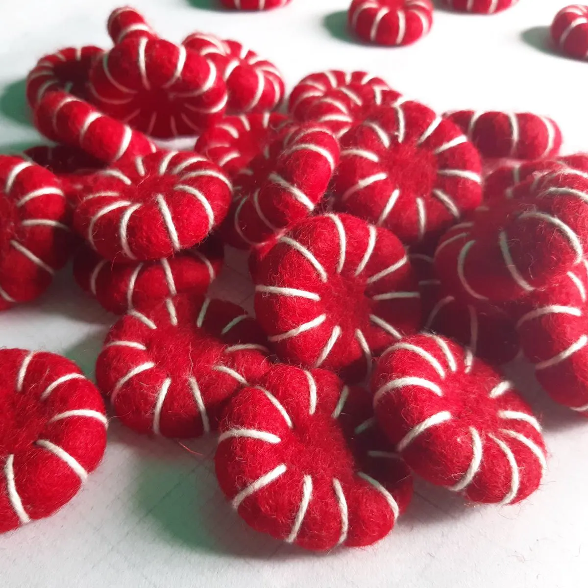 Felt Peppermint Candy Disk Red