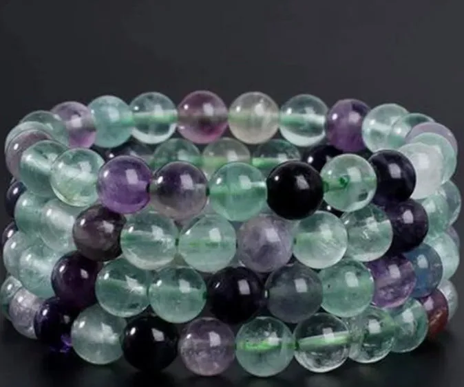 Fluorite stone, stretch cording, yoga, bracelet, jewelry.