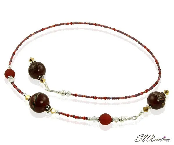 Golden Ruby Swirl Beaded Bookmark