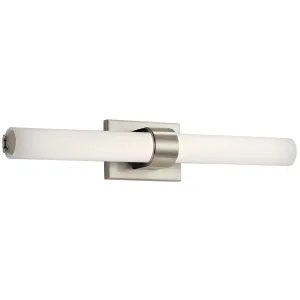 Izza 25 In 1-Light LED Bathroom Vanity Light With Satin Etched Cased Opal Glass, Brushed Nickel Finish