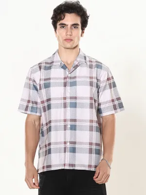 Kerenza - Checkered Lycra Shirt -Cement Grey