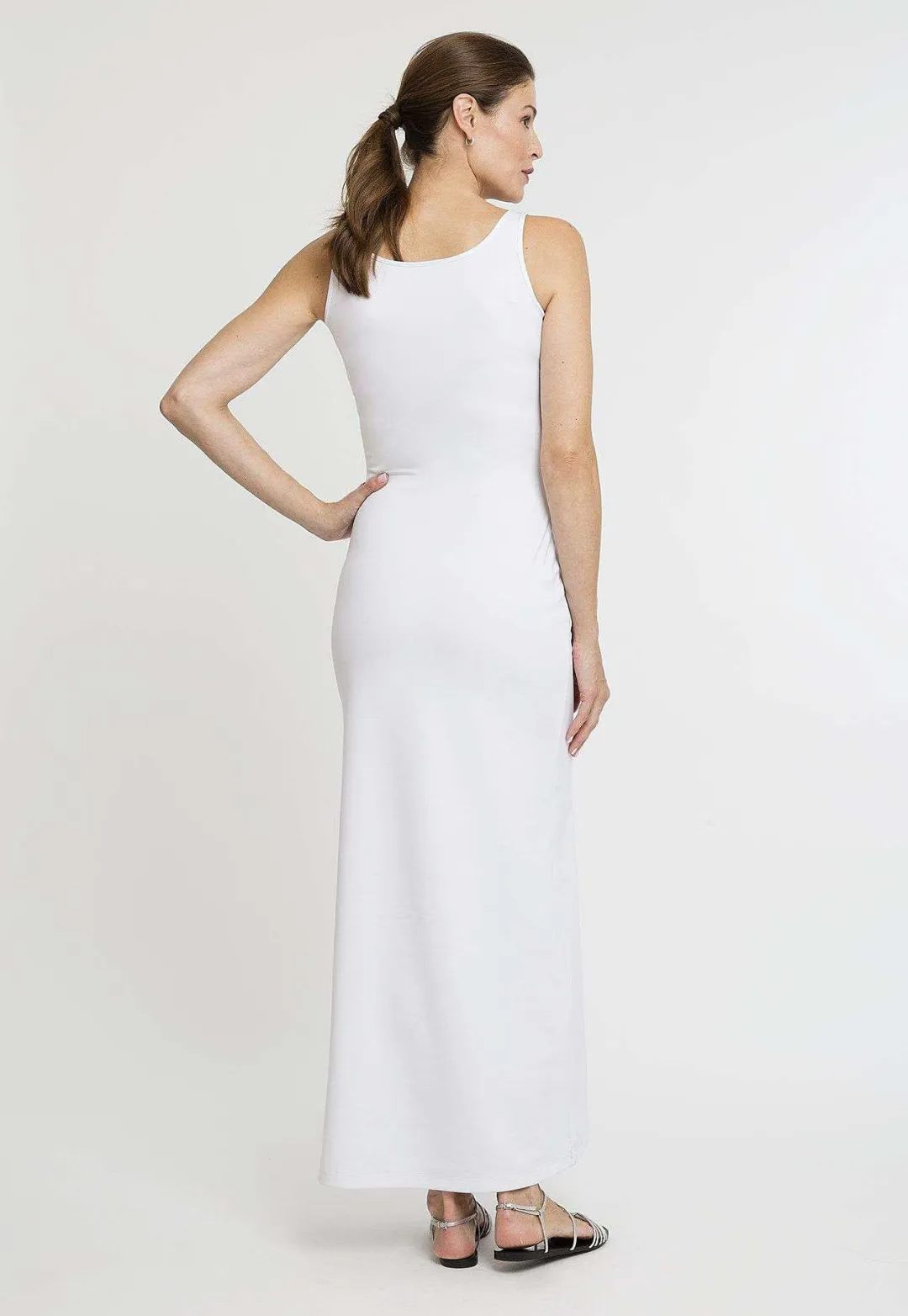 Lavinia Long Stretch Knit Dress in White