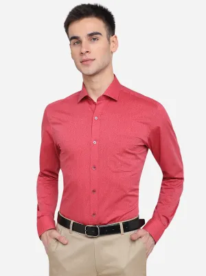 Light Red Printed Slim Fit Formal Shirt | Metal