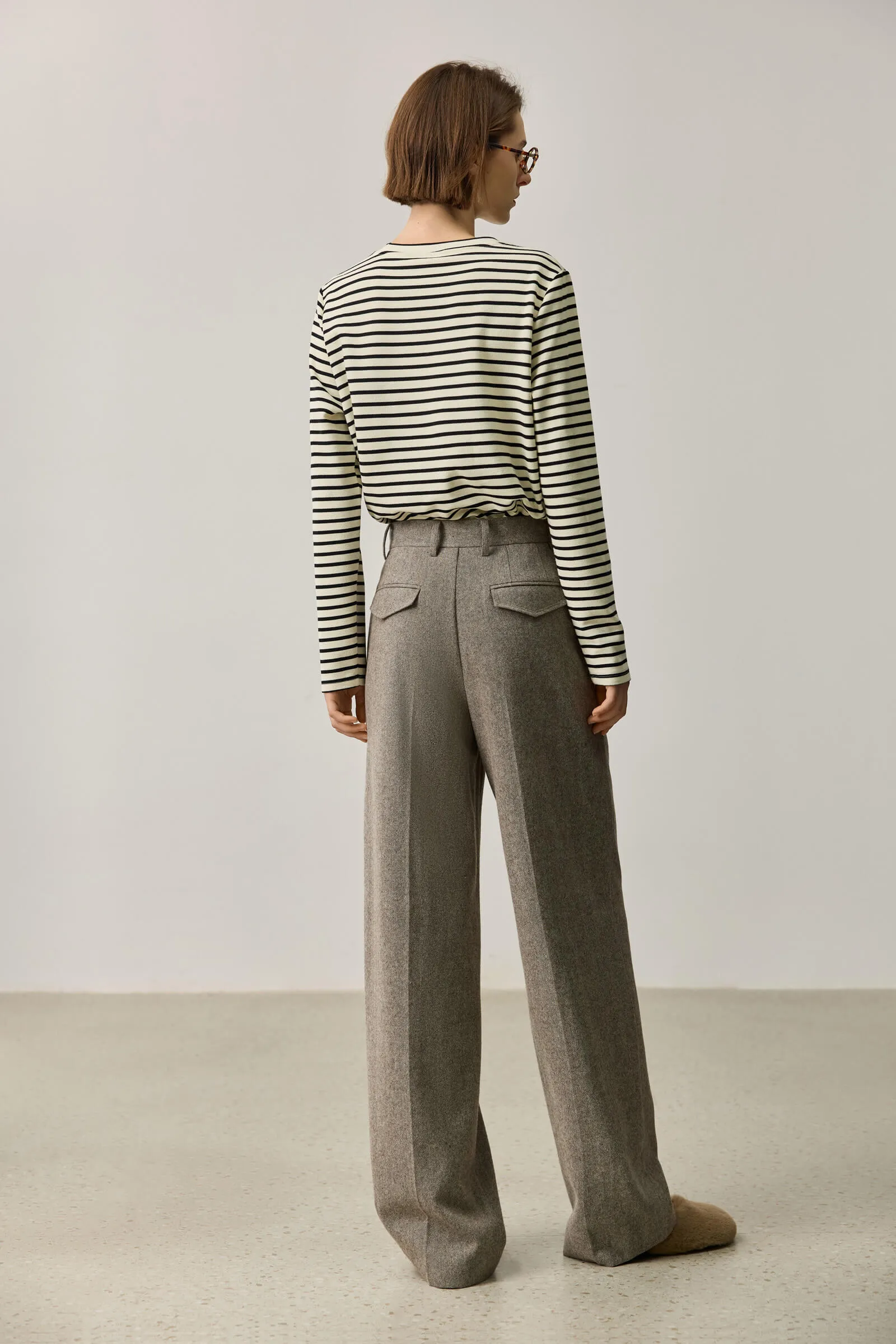 LILY Wool-Blend Wide-Leg Trousers