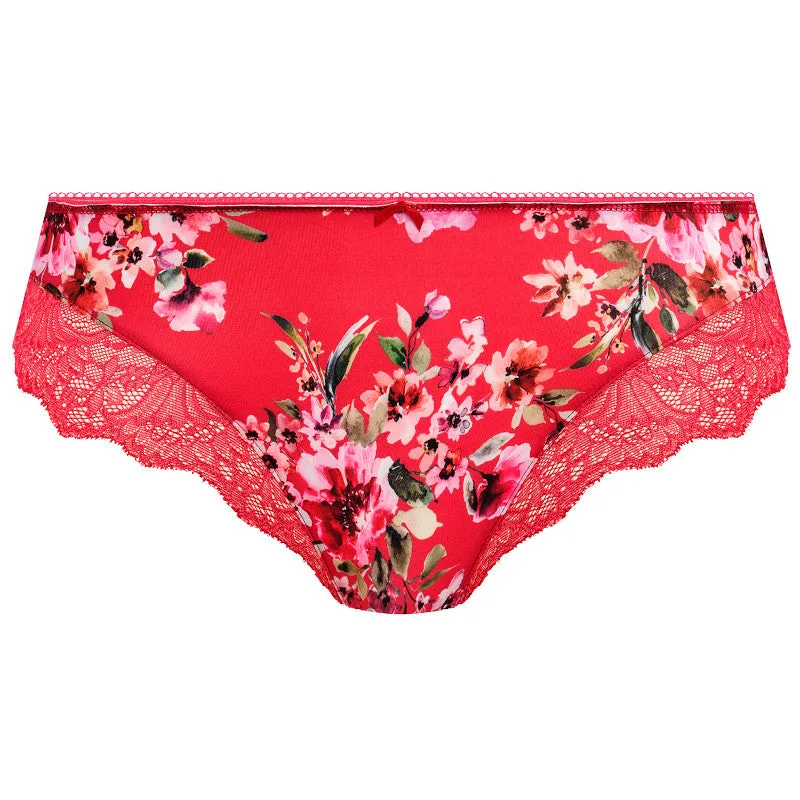 Lucia Brief Panty Cherry Red Floral Print - Fantasie