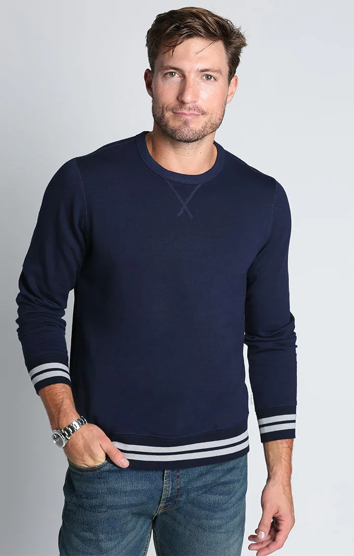 Navy Soft Touch Varsity Crewneck Pullover