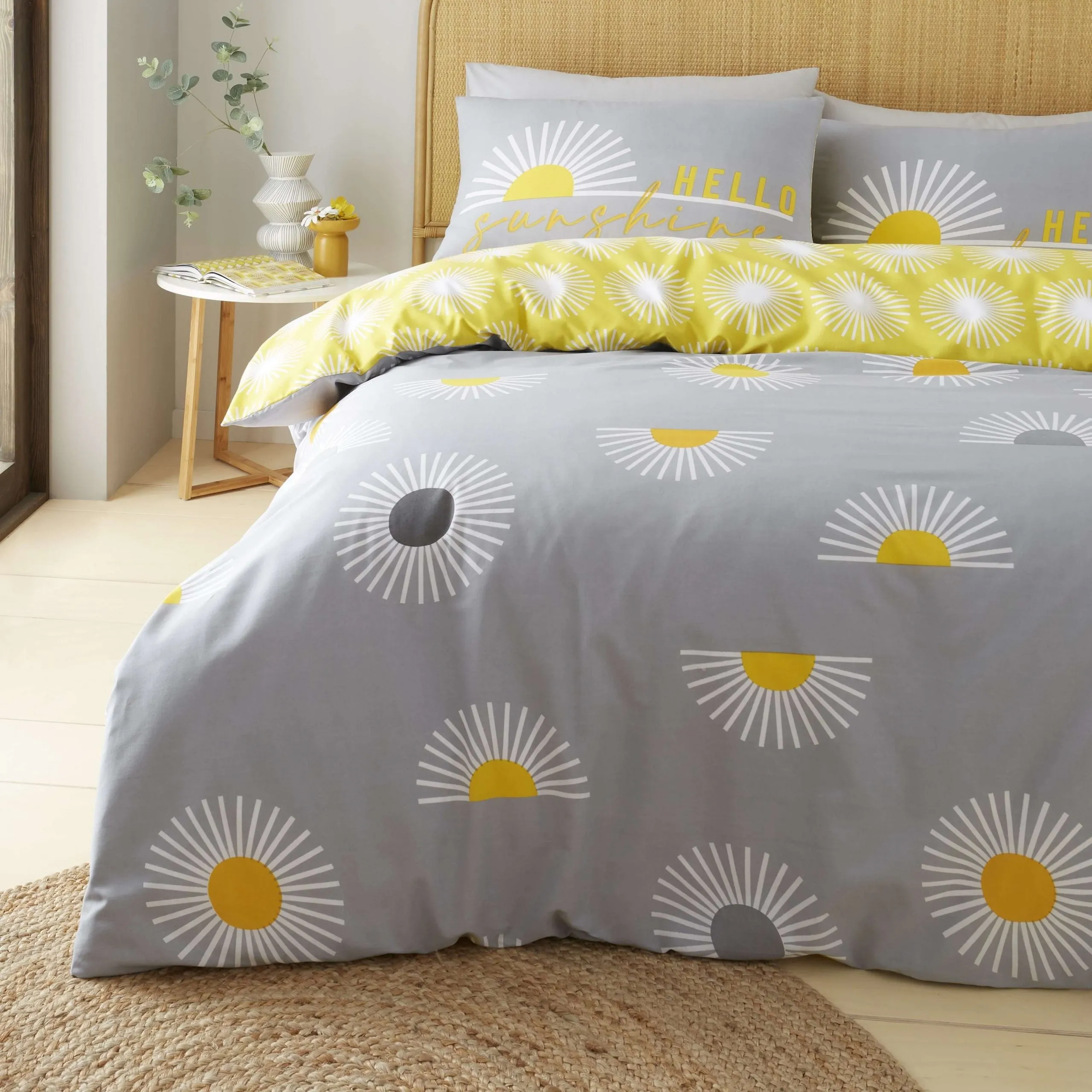 Sunburst Grey Printed Duvet Set