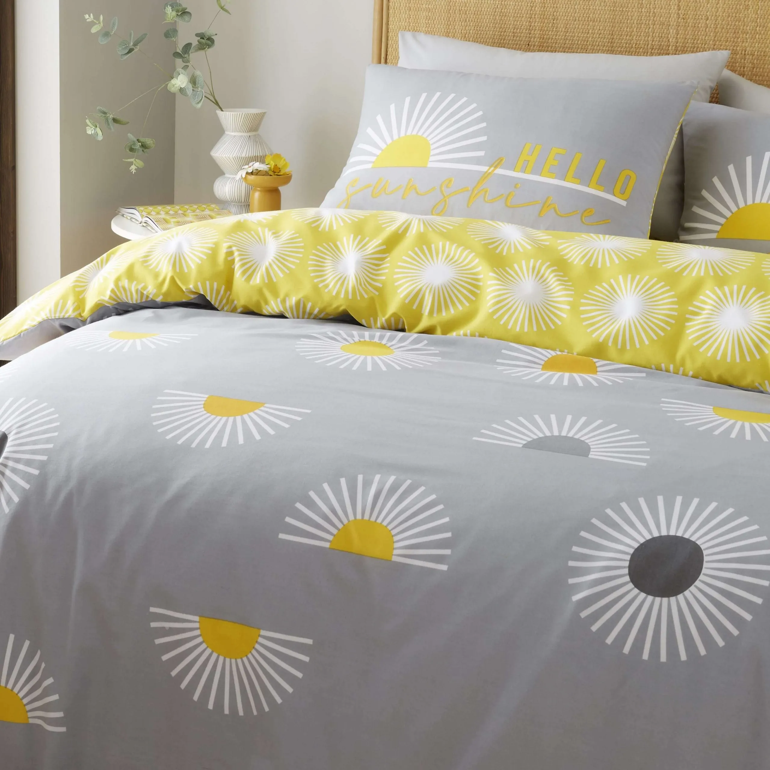 Sunburst Grey Printed Duvet Set