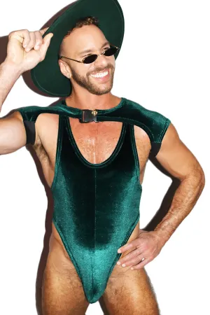 Velvet Short Sleeve Buckle Arm Guard Harness- Dark Green