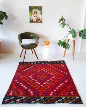 Vintage Mini Turkish Kilim Rug 4'5"x4'6"