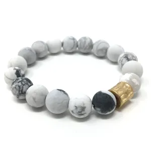 White Howlite Gemstone Beaded Stretch Bracelet